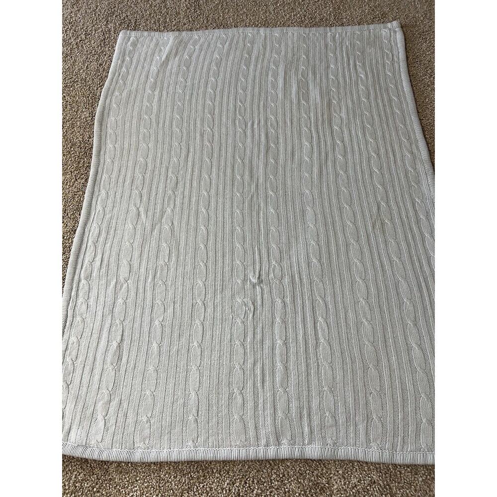 Edgehill Collection Baby Blanket Lovey Blue Cable Knit Faux Fur Acrylic